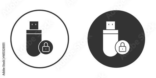 Pendrive security icon vector graphics in trendy flat design.