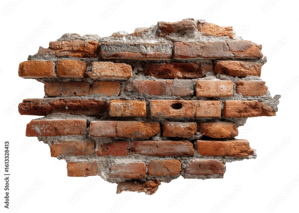Obraz premium Brick wall texture urban environment design isolated on transparent background, png