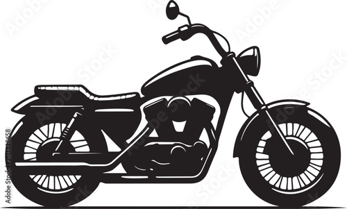 Black motorcycle with chrome accents and spoked wheels cruiser vintage