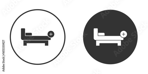 Hospital bed icon vector graphics in trendy flat design.