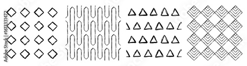 Set Aesthetic Contemporary printable seamless pattern with abstract line, dot, shape brush stroke in black and white colors. Boho background in minimalist style vector Illustration for wallpaper 