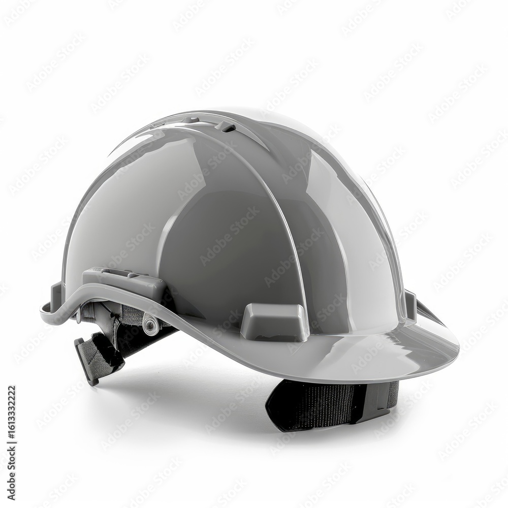Fototapeta premium Gray hard hat ensuring safety and protection for construction workers, isolated on a white background
