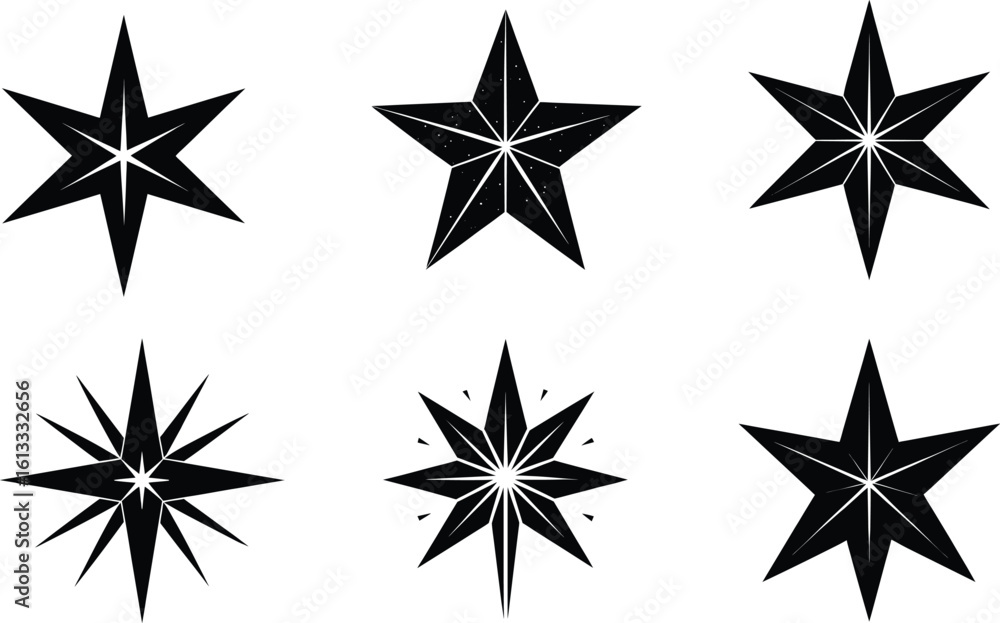 Fototapeta premium Christmas star vector black silhouette here white color is the transparent, background color