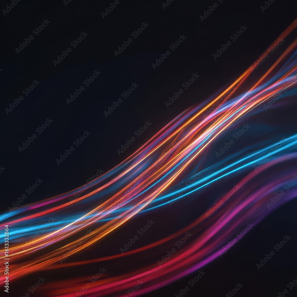 Naklejka premium Colorful Light Trails on a Dark Background