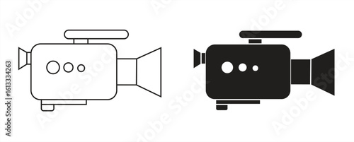 Video camera icon, flat design style, vector illustration.


