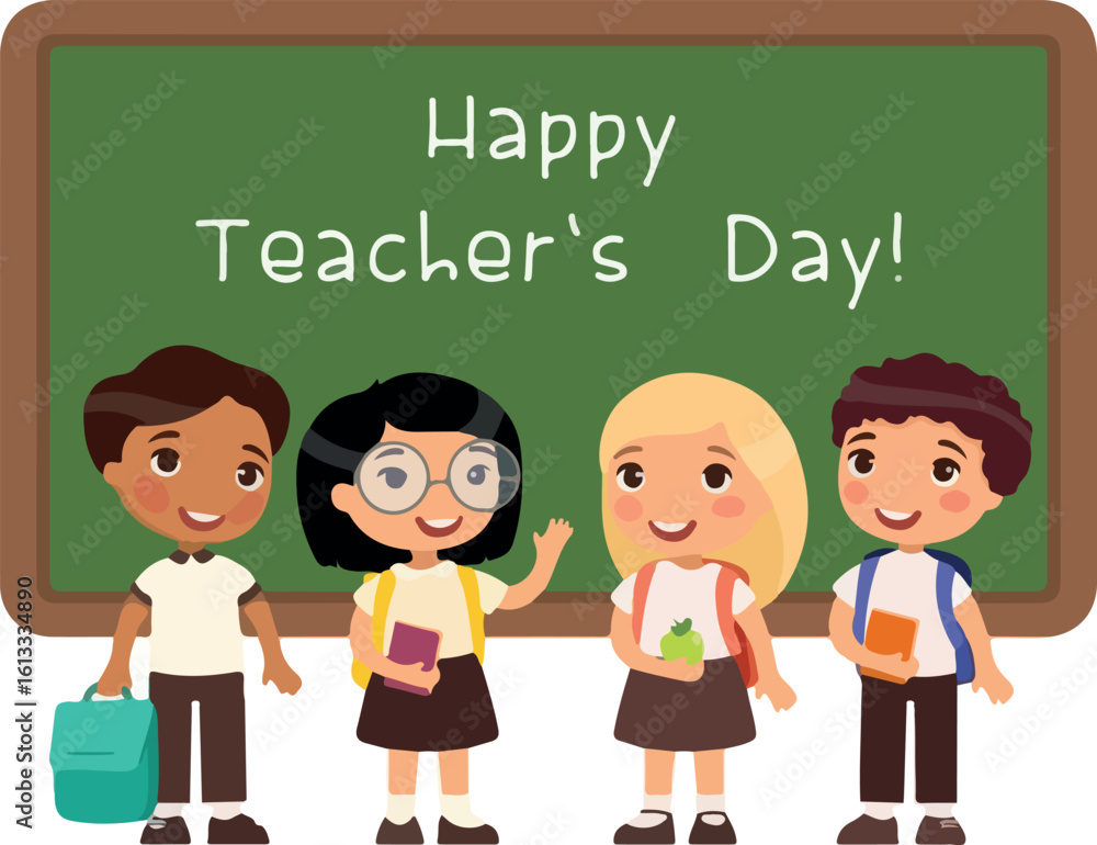 Happy teachers day greeting flat vector illustration Happy teachers day greeting flat vector illustration