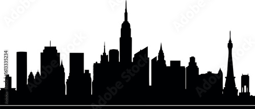 New York Skyline Silhouette Famous Places