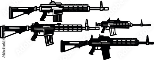 AR 15 Rifles Silhouettes Dark Minimalist
