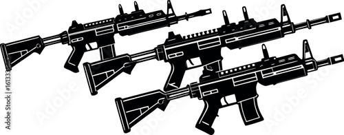 AR 15 Rifles Silhouettes Firearm Graphic
