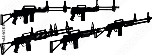 AR 15 Rifles Silhouettes Modern Weaponry