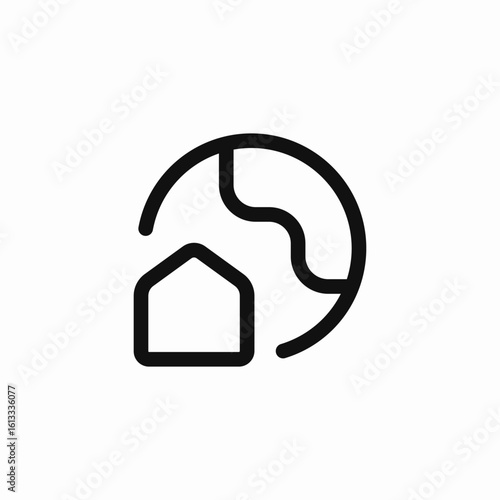 house with globe icon sign vector