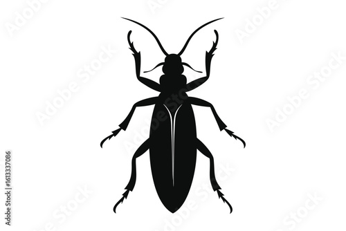 Silhouette of a longhorn beetle with prominent antennae