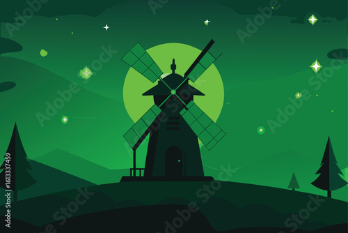 windmill in the night