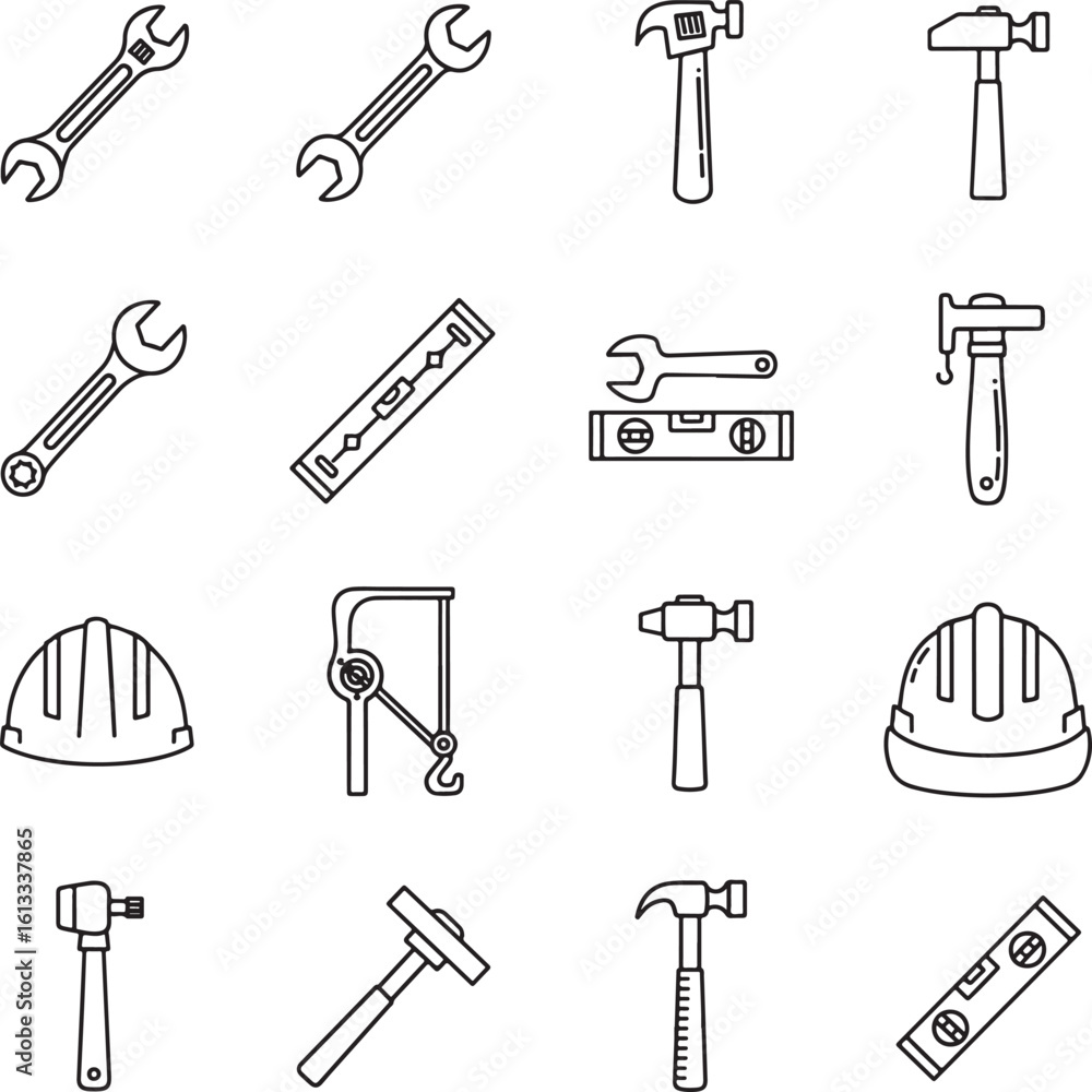 Obraz premium Vintage Construction Tools Icon Set