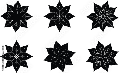 poinsettia flower vector illustration black silhouette here white color is the transparent, background color