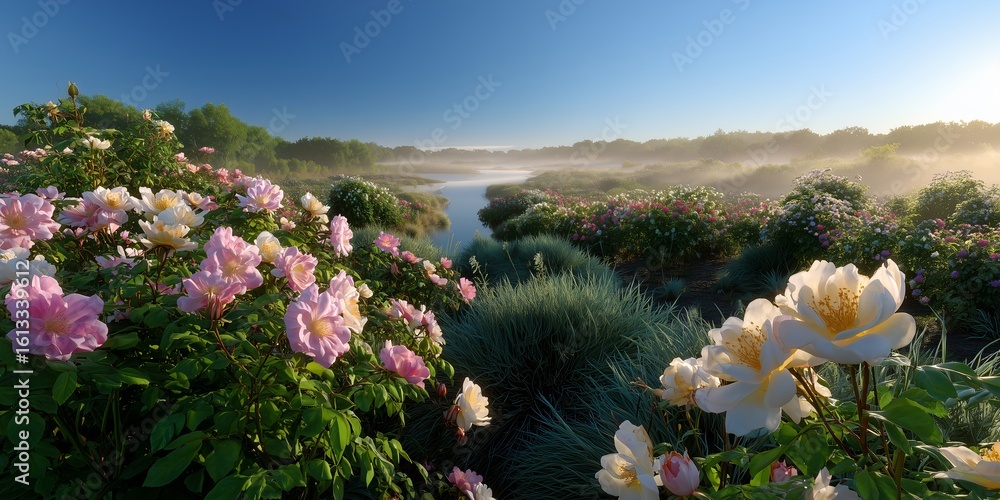 Obraz premium magical dawn garden background