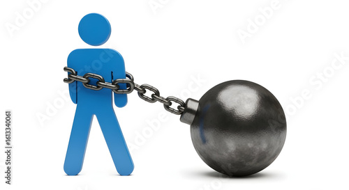 Slika na platnu Man Shackled To Ball and Chain Symbolizing Burden and Confinement