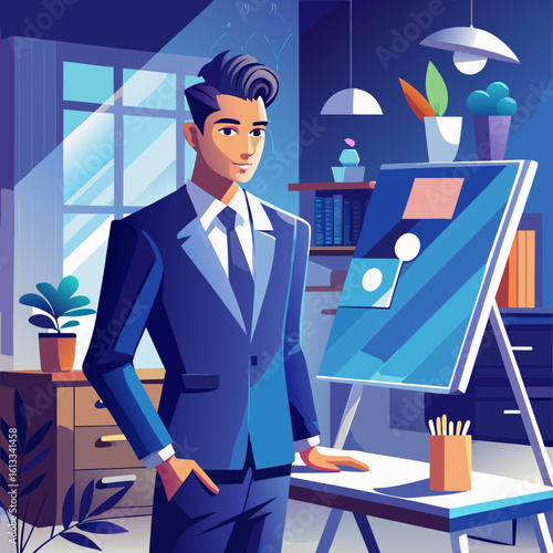 man in Business Suit | Desk Collaboration (Corporate Blue Theme)