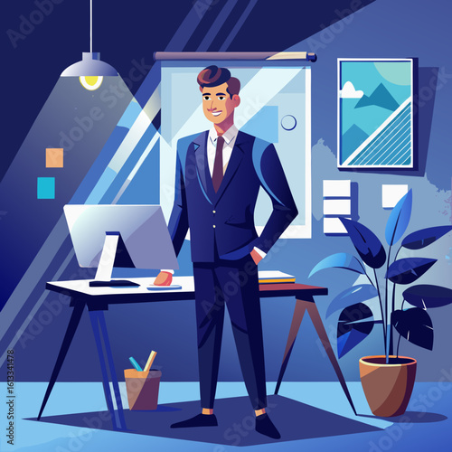 man in Business Suit | Desk Collaboration (Corporate Blue Theme)