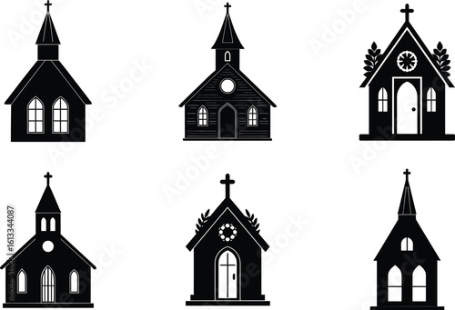 Village Church vector illustration black silhouette here white color is the transparent, background color
