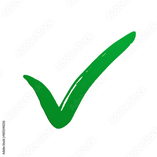 Green check mark symbol isolated on transparent background