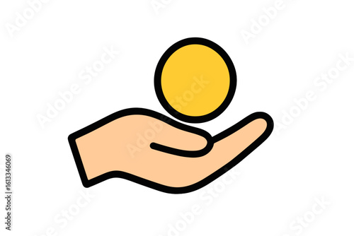 Vector Illustration of Hand Holding Coin