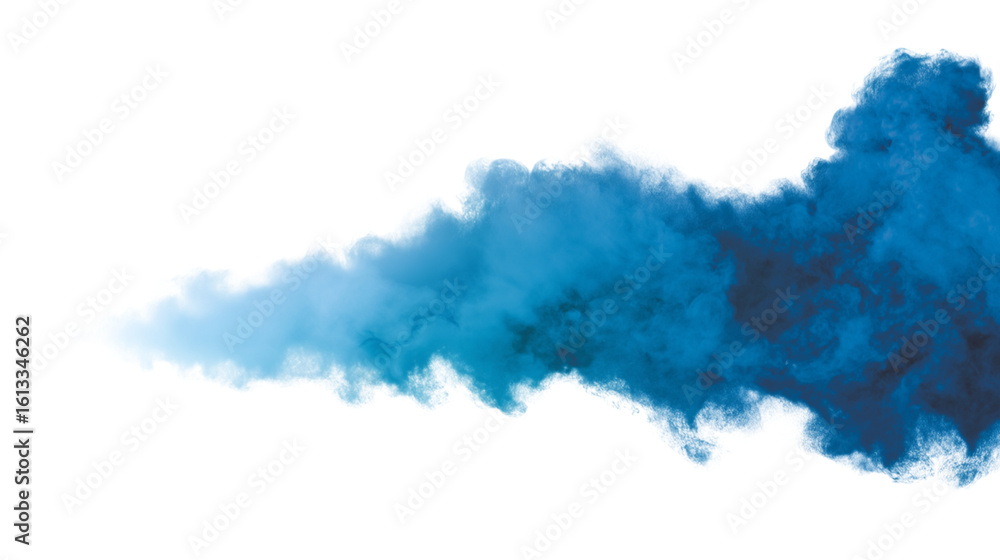 Obraz premium Abstract vibrant blue smoke billowing isolated on white background