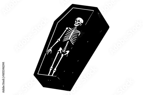 black coffin skeleton, halloween theme clip art preview