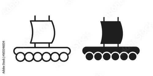 Wood Raft icon vector in thin line and flat style with editable stroke