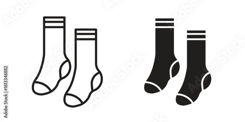 Women socks icon vector in thin line and flat style with editable stroke