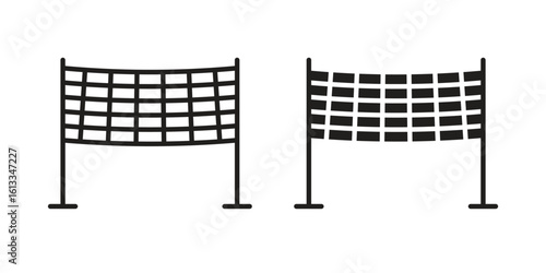 Volleyball net icon vector in thin line and flat style with editable stroke