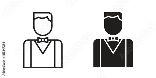 Ventriloquist icon vector in thin line and flat style with editable stroke