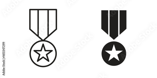 Veteran icon vector in thin line and flat style with editable stroke