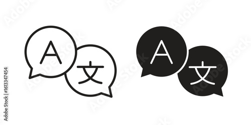 Translator icon vector in thin line and flat style with editable stroke