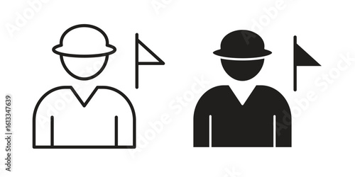 Tour guide icon vector in thin line and flat style with editable stroke