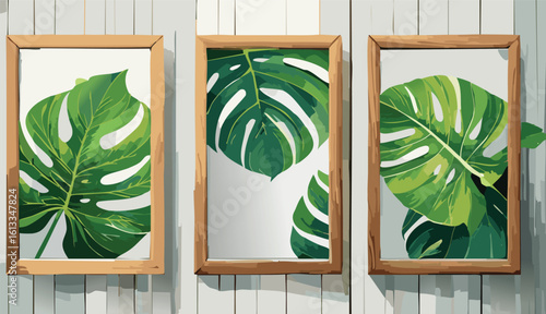 abundance of tropical greenery leaves Background Illustration vector printed
