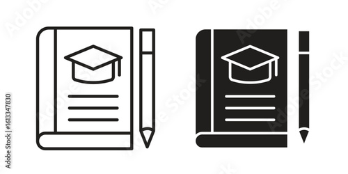 Thesis icon vector in thin line and flat style with editable stroke