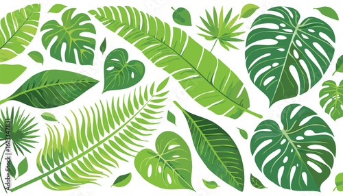 abundance of tropical greenery leaves Background Illustration vector printed