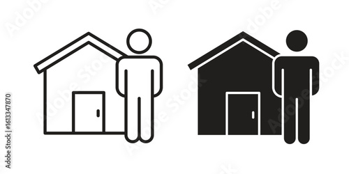 Tenant icon vector in thin line and flat style with editable stroke