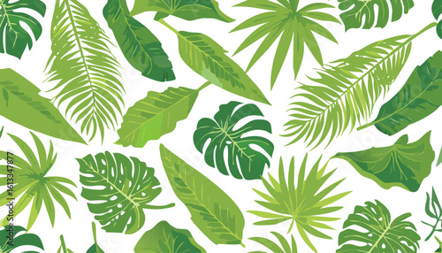 abundance of tropical greenery leaves Background Illustration vector printed