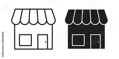 Store icon vector in thin line and flat style with editable stroke
