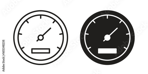 Speedometer icon vector in thin line and flat style with editable stroke