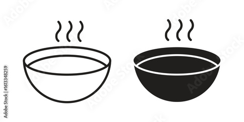 Soup icon vector in thin line and flat style with editable stroke