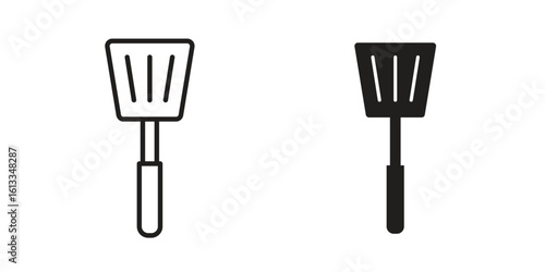 Spatula icon vector in thin line and flat style with editable stroke
