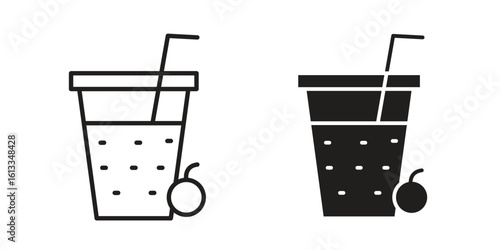 Smoothies icon vector in thin line and flat style with editable stroke