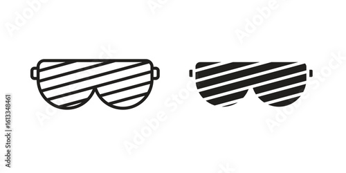Shutter sunglasses icon vector in thin line and flat style with editable stroke