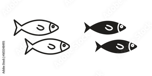 Shoal icon vector in thin line and flat style with editable stroke
