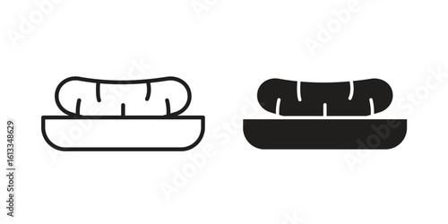 Sea cucumber icon vector in thin line and flat style with editable stroke