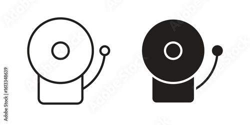 School bell icon vector in thin line and flat style with editable stroke