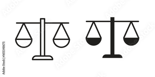 Scale icon vector in thin line and flat style with editable stroke